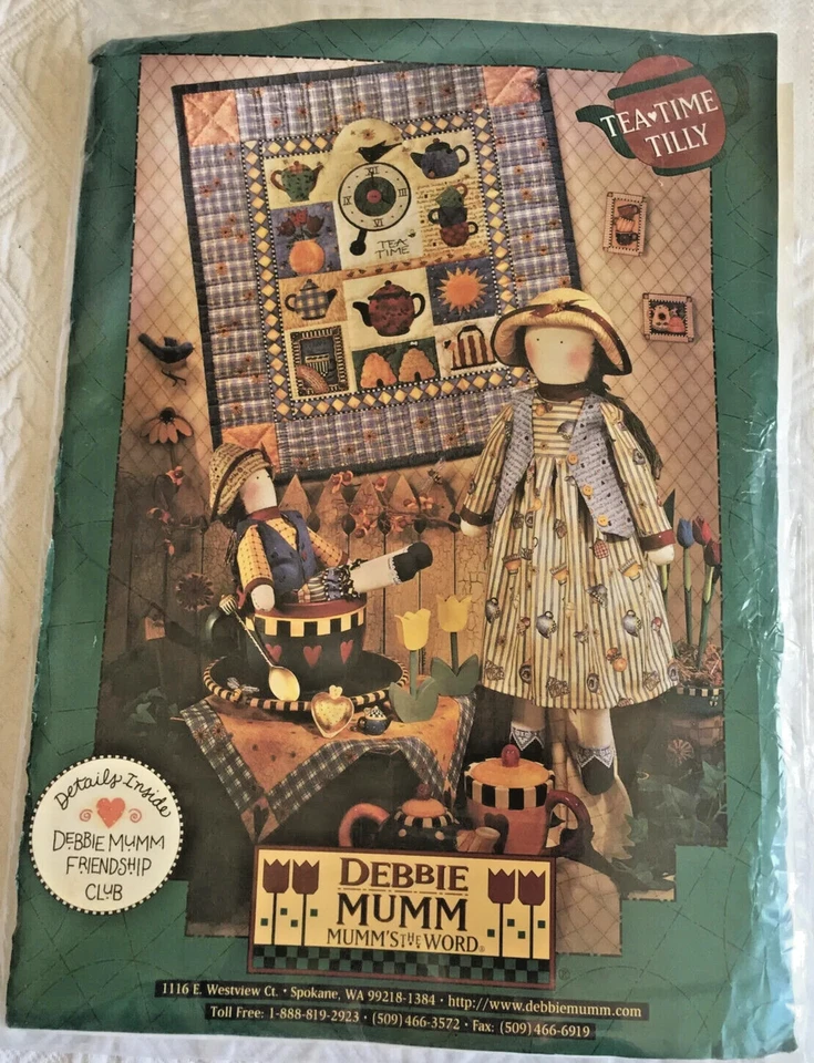 QUILT PATTERN DEBBIE MUMM TEA TIME TILLY QUILT DOLLS & WALLHANGING 18"X20" AP-55
