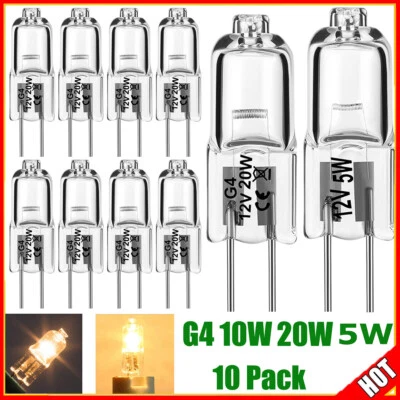 10x G4 Halogen-Lampe Bi-Pin Stiftsockellampe 5W 10W 20W Warmweiß Birne Lampe 12V - Bild 1 von 4