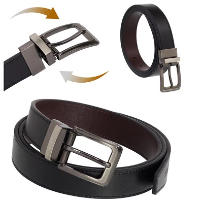 Cinturón reversible de cuero auténtico 3 cm para hombre y mujer Cinturón de cuero hasta 120 cm acortable negro - Imagen 1 de 4