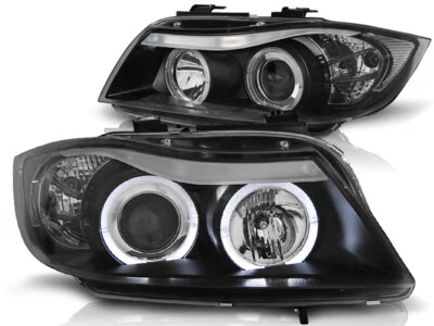 Angel Eyes Scheinwerfer Set für BMW 3er E90/91 BJ 03/05-08/08 Klar/Schwarz - Bild 1 von 2