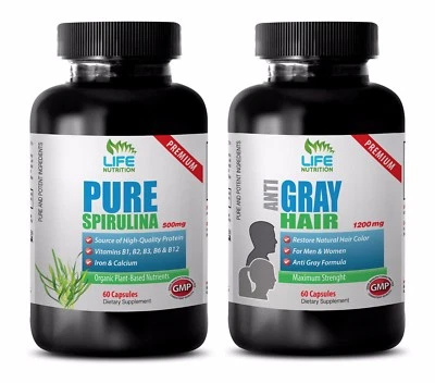 energy and focus supplement - SPIRULINA – GRAY HAIR COMBO 2B - nettle root  - Image 1 of 4