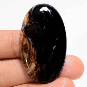 Pietra preziosa cabochon agata radice di palma naturale forma ovale 41,5 ct 42X24X5 mm GC-37851 - Foto 1 di 2