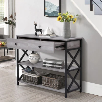 Modern Sideboard Console Table w/ 2 Drawers Entryway Table Living Room Furniture - Image 1 of 4