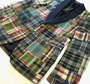 Polo Ralph Lauren Madras Patchwork Shawl Tuxedo Suit Jacket Dinner Dress Blazer - Picture 1 of 12