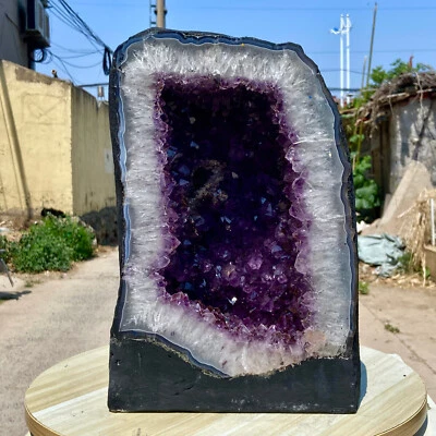 47.3LB Large natural amethyst geode quartz crystal cluster cathedral energy hea - Image 1 of 4