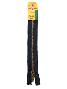 CERNIERA LAMPO CHIUSURA ZIP METALLO OTTONE CERNIERE JEANS SCURI CM 18 - Imagen 1 de 1