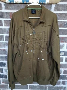 Blac Label Mens Fleece Jacket Green Black Paint Splash Zip Up Pockets Big 3X - Picture 1 of 6