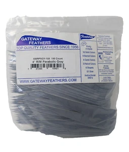 100 Pack Gateway Feathers 4" Right Wing: Parabolic Gray 400RPSGY-100 - Picture 1 of 3