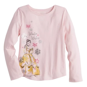 Disney's Girls Size 4 Belle Winter Wishes Shirttail Sequin Tee by Jumping Beans - Picture 1 of 8