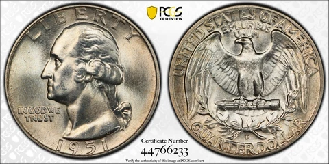 1951 D 25C Silver Washington Quarter PCGS MS 65 DDO FS-101 Cover