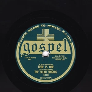 The Selah Singers 1958 Gospel 78 Here Est One / Today US Gospel 1018 E+ - Imagen 1 de 2