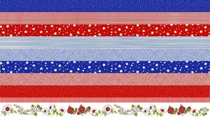 Loralie US Patriotic Strip Panel Quilt Fabric 23" x 44"  #692-393 - Picture 1 of 1
