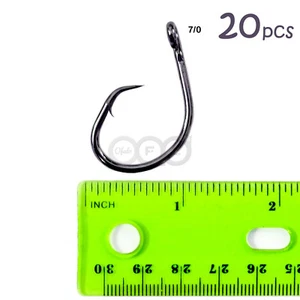 20 piezas Talla 7/0 Pesca 4x Gancho Círculo Fuerte Offset Negro Níquel Súper Agudo @EE. UU. - Imagen 1 de 3