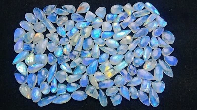AA++ Natural Rainbow Moonstone Mix Shape Cabochon Loose Gemstone Wholesale Lot - Image 1 of 4