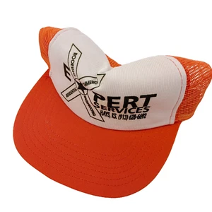 Vintage Expert Services Roofing KS Snapback Trucker Hat Cap Pro Fit Orange - Picture 1 of 8