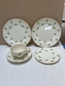 Vintage 5pc Ambassador Fondle England Shamrock Gold Rimmed Dinnerware - Picture 1 of 9