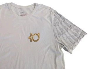 Nike KD 7 Aunt Pearl T-Shirt Kevin Durant VII White Gold Foil Logo Wings Mens XL - Picture 1 of 10