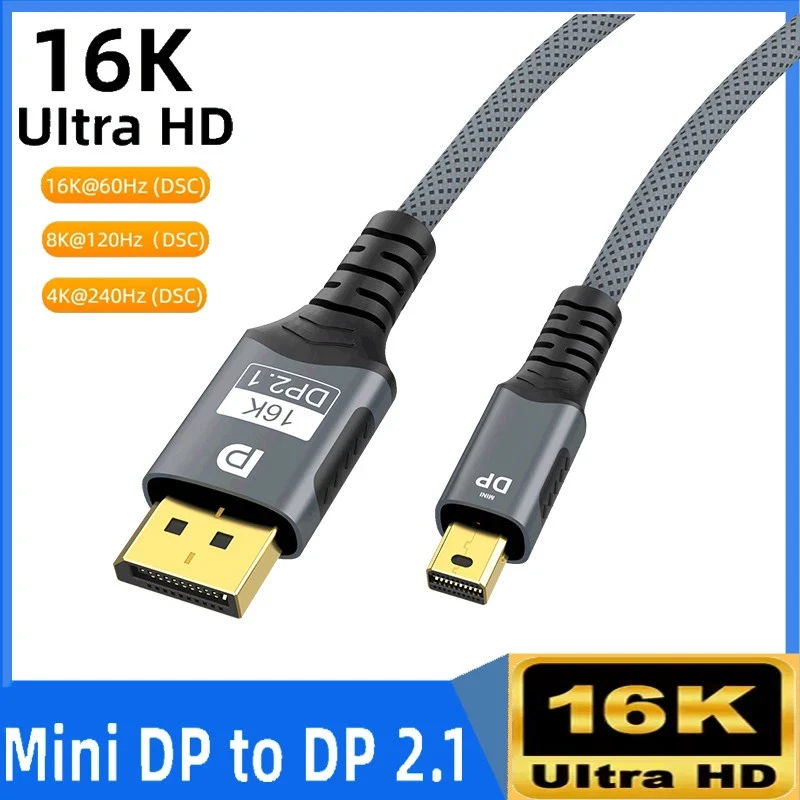 Mini DisplayPort Kabel DP2.1 bidirektional 16K 8K HDMI kompatibel - Bild 1 von 1