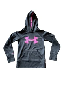 Under Armour Storm Hooded Sweatshirt Youth Girls Size S Small Black Pink VGUC - Picture 1 of 13
