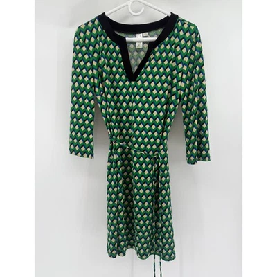 Vestido Emma Michele Estampado Geométrico Cuello en V Cinturón Manga 3/4 Mujer Talla Mediana Foto 1 de 4