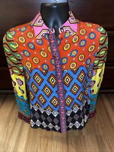 Alice + Olivia x CARLA Kranendonk| Ribbon Combo Placket Silk Top Sz Small - Picture 1 of 7