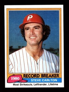 1981 TOPPS #202 STEVE CARLTON RECORD BREAKER PHILADELPHIA PHILLIES HOF