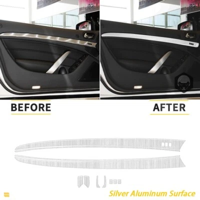 For Infiniti G25 G35 G37 Q60 2007-15 Coupe Gloss Silver Door Panel Strip Trim - Image 1 of 4