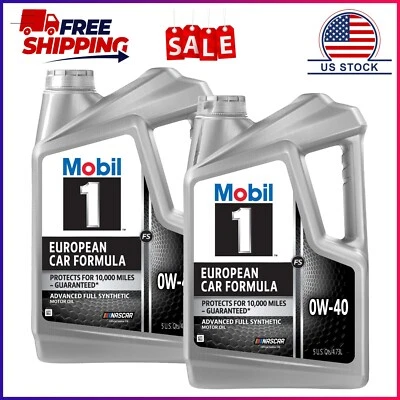 Paquete de 2, Mobil 1 FS European Car Formula aceite de motor totalmente sintético 0W-40, 5 cuartos Foto 1 de 4