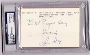 Lou Groza Browns signed VINTAGE GPC Card PSA/DNA d 00 - Picture 1 of 2