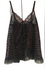VTG Shirley Of Hollywood Sheer Lace Black W/Red Hearts Lingerie Set M