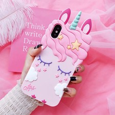 3D Fashion Cartoon Pink Unicorn Soft Silicone Case For Samsung Galaxy S6 S7 Edge
