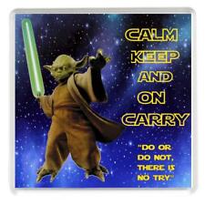 Cuadrado Posavasos Con Yoda De Star Wars "Calm Keep Y En Llevar"