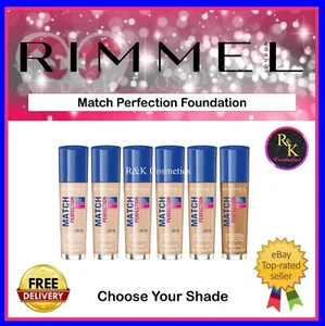 RIMMEL Foundation Match Perfection Visible Perfected Skin Liquid SPF 20 - NEW - Picture 1 of 35