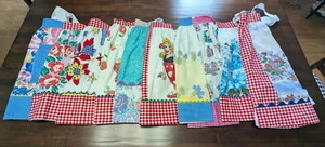 LOT/10 different KITCHEN APRONS hm w/up-cycled VTG/USA 100%cotton TABLECLOTHS - Picture 1 of 11