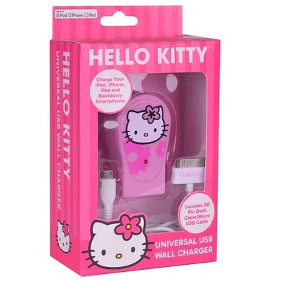 Vivitar Sanrio Hello Kitty 2.1A Dual USB Wall Charger w/30-Pin Dock Connector - Image 1 of 3