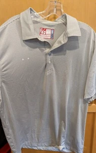 OOBE Team Style Men's Large Hydro Chill Striped Polo Golf Shirt gray white - Picture 1 of 3