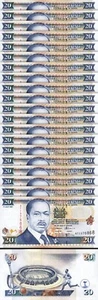 Kenya 20 Shillings 1997, UNC, 20 Pcs LOT, P-35b - Picture 1 of 5