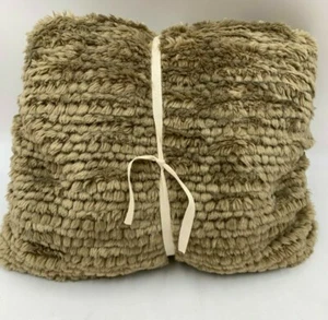 Pottery Barn Faux Fur Honeycomb Plush Blanket Throw Taupe 50x60" #9802P - Picture 1 of 4