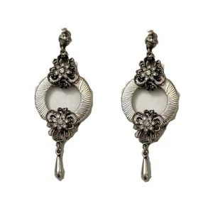 ORECCHINI DONNA ANNA BIBLO' MILANO PENDENTI CERCHIO ARGENTO CON LACRIMA PENDENTE - Bild 1 von 1