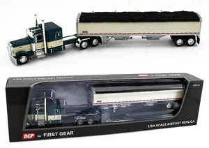 2023 DCP 1:64 *TEAL & CREAM* Peterbilt 389 63" Flattop w/WILSON GRAIN TRAILER - Picture 1 of 7