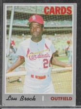 1970 Topps Lou Brock # 330 St. Louis Cardinals Hall of Fame Excellent Condition