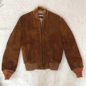 Schott suede leather jacket, camel, 90s vintage Size L - Picture 1 of 20