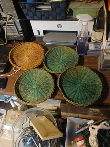 LOTTO portapiatti carta vimini rattan colorato cestino campeggio picnic tessuto 9,5" - Foto 1 di 6