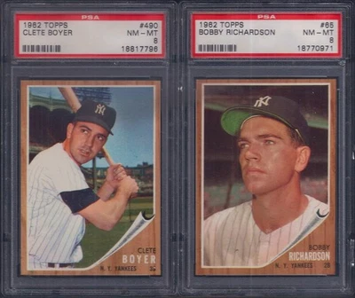 PSA 8 1962 Topps #490 Clete Boyer New York Yankees Gran SETBREAK LEER Foto 1 de 4