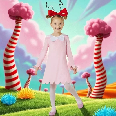Dr. Seuss Grinch Cindy-Lou Who Toddler Costume Dress & Headband Size 2T - Image 1 of 4