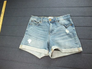 Lauren Conrad Shorts Womens 8 Blue Distressed Denim Rolled Hem Casual Summer - Picture 1 of 17