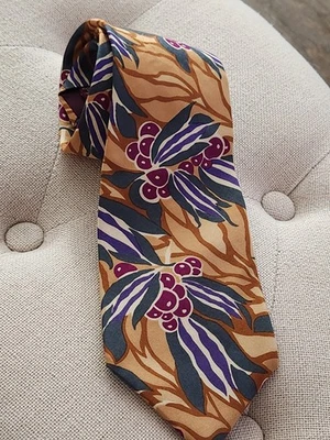 Corbata de seda vintage Chaps Ralph Lauren tropical multicolor abstracta floral Foto 1 de 4