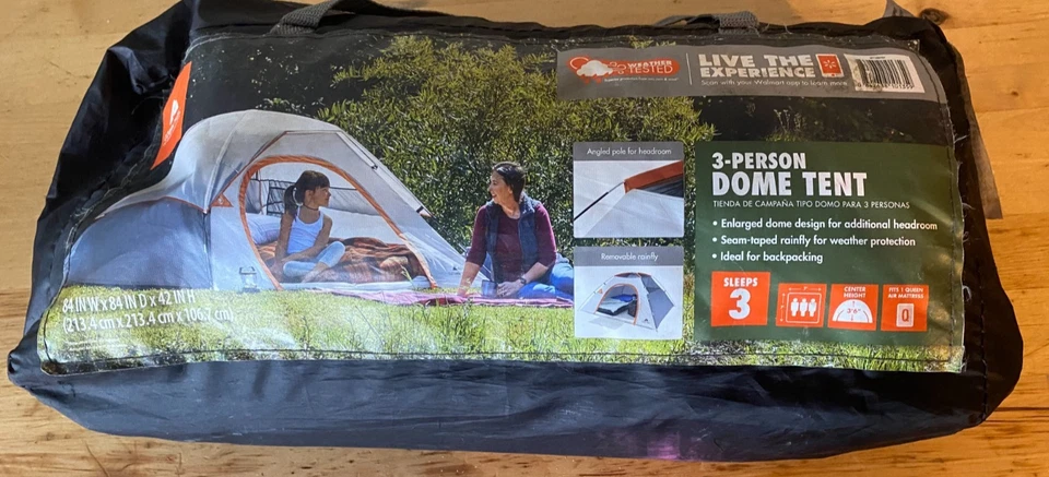 Ozark Trail 7' x 7' 3-Person Camping Dome Tent Easy Set Up, Gray - Image 1 of 4