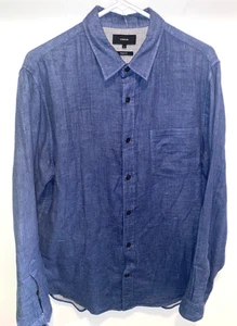 Vince Shirt Mens L Blue Chambray Button Up Long Sleeve Casual Classic fit Denim - Picture 1 of 6