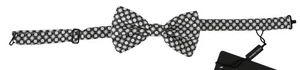 Dolce&Gabbana Men Black White Bow Tie 100% Silk Polka Dotted Adjustable Papillon - Picture 1 of 2